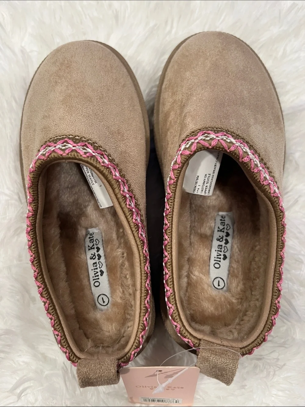 Women’s Slip-On Platform Clog in Tan with Pink Trim